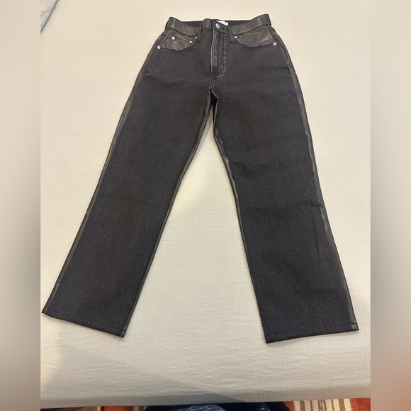 Abercrombie & Fitch Denim - Abercrombie & Fitch denim &Faux Leather the Ankle Straight Ultra High Rise Jeans